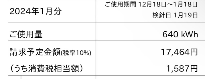 シン・エナジーを利用した時の2024年1月の料金