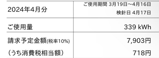 シン・エナジーを利用した時の2024年4月の料金