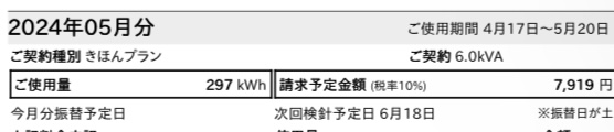 シン・エナジーを利用した時の2024年5月の料金