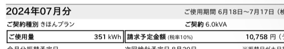 シン・エナジーを利用した時の2024年7月の料金