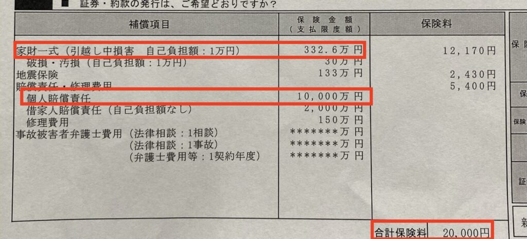 賃貸契約時に加入した割高な火災保険の契約内容